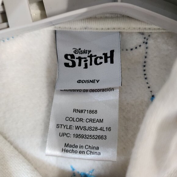 Disney Stitch All Over Embroidered Cream Zip-Up Hoodie Womens XL - Picture 2 of 8